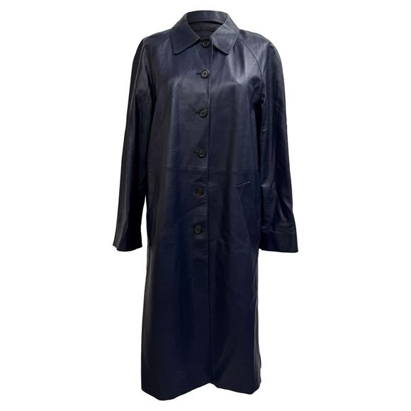 Prada Jackets & Blazers - Prada Single-Breasted Coat with Pockets in Black Lamb Leather